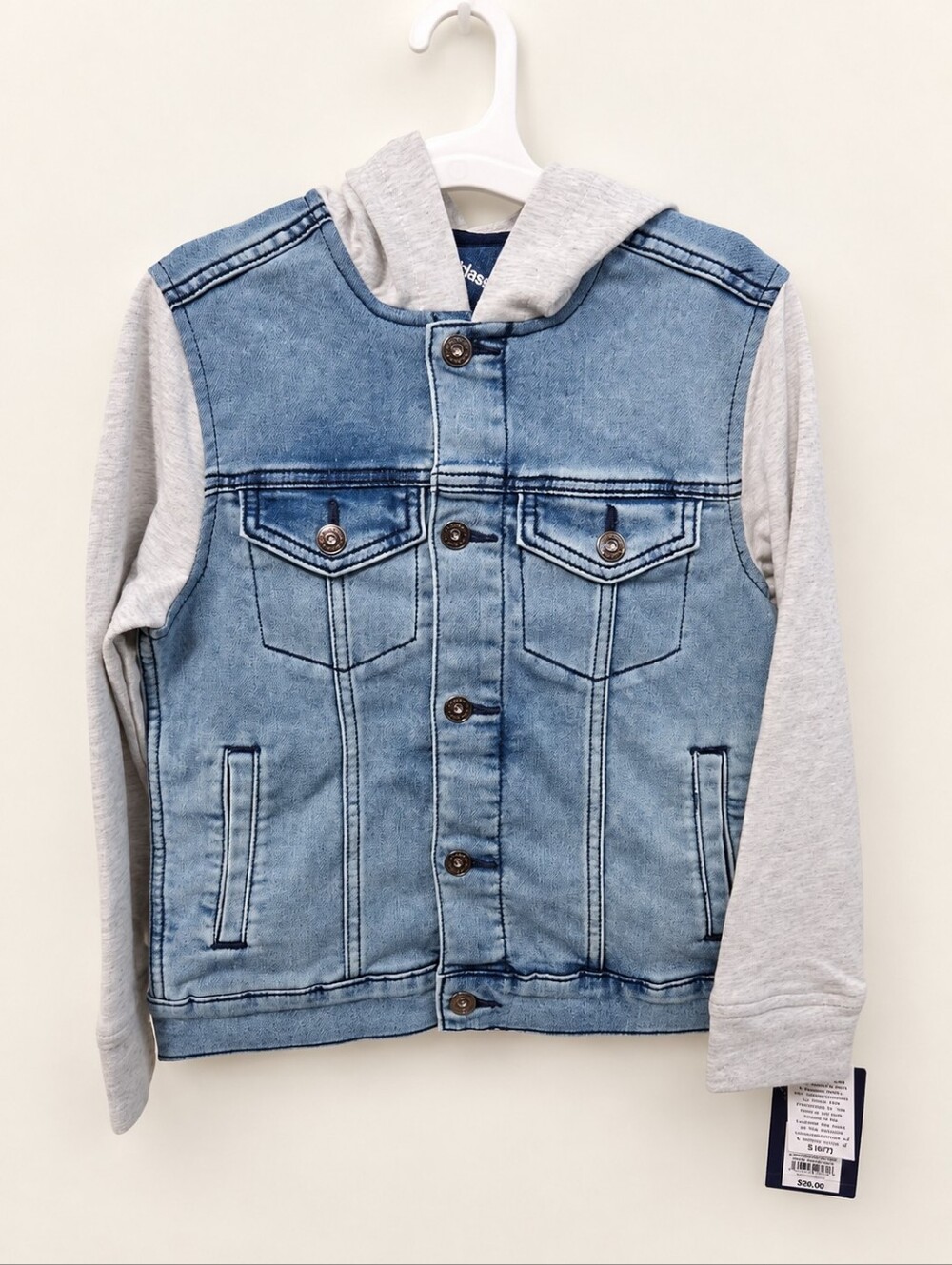 Art Class Kids Hooded Denim Jacket Size S 6/7 NWT